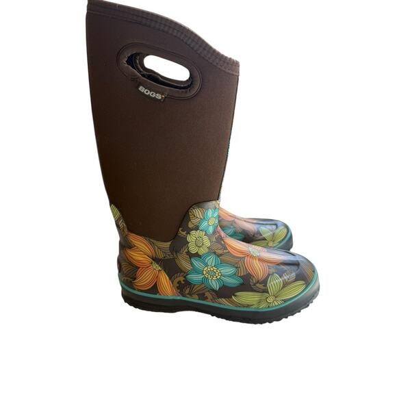 Bogs Waterproof blooms Women’s sz 7 Classic High Winter Rain Boots Pull On Color - Picture 2 of 11